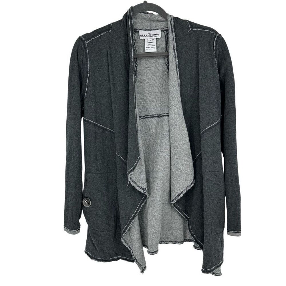Neon Buddha Womens Long Sleeve Draped Cardigan Size S Cotton Grey Lagenlook Arts